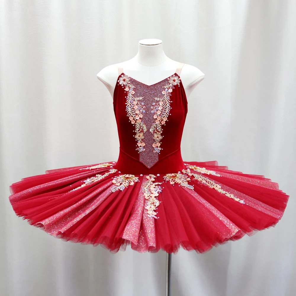 Robe tutu de ballet orn&eacute;e de fleurs | Options rouge/rose/jaune | Tailles enfants et adultes-BLT1723