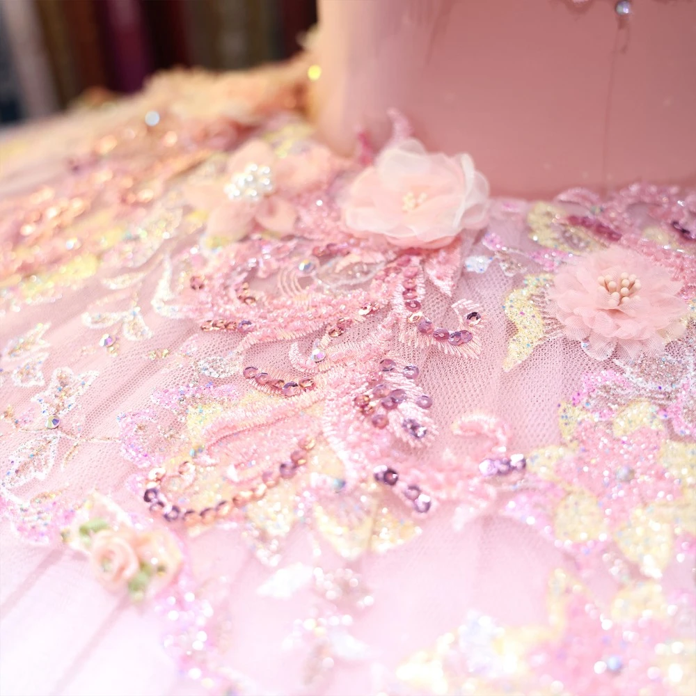 Tutu de plateau de ballet floral rose fait &agrave; la main