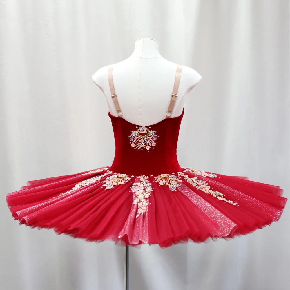 Robe tutu de ballet orn&eacute;e de fleurs | Options rouge/rose/jaune | Tailles enfants et adultes-BLT1723