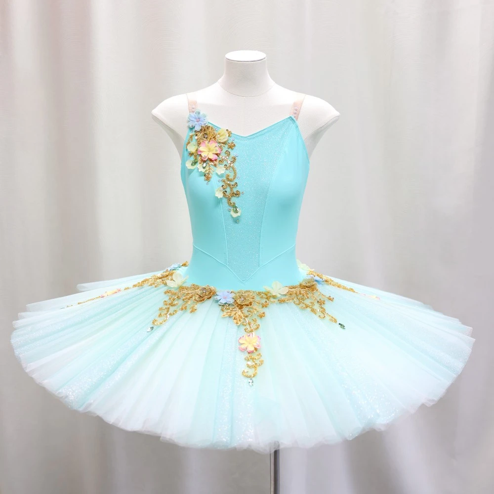Robe tutu de ballet orn&eacute;e de fleurs 3D | Options jaune/rose/turquoise-BLT1723