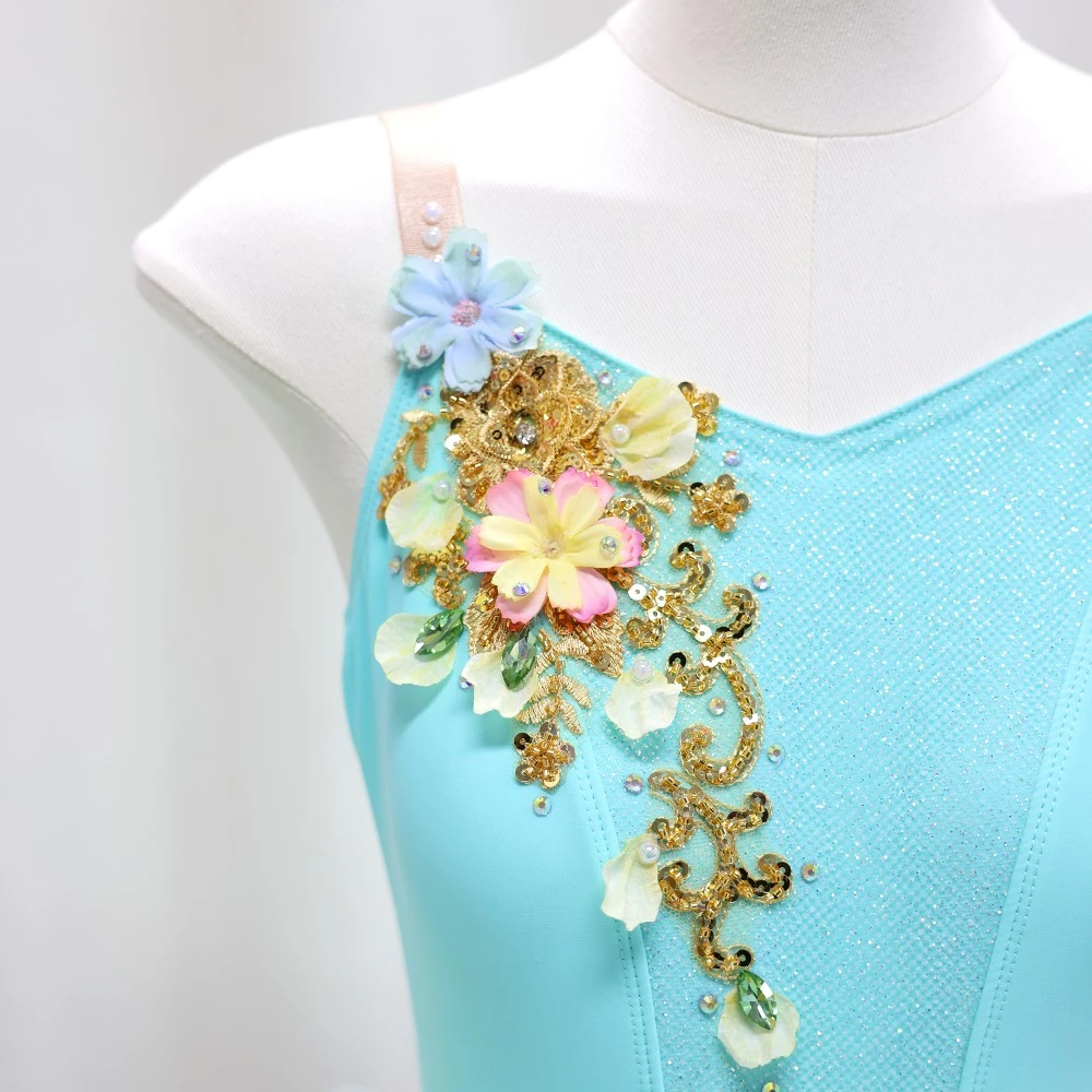 Robe tutu de ballet orn&eacute;e de fleurs 3D | Options jaune/rose/turquoise-BLT1723