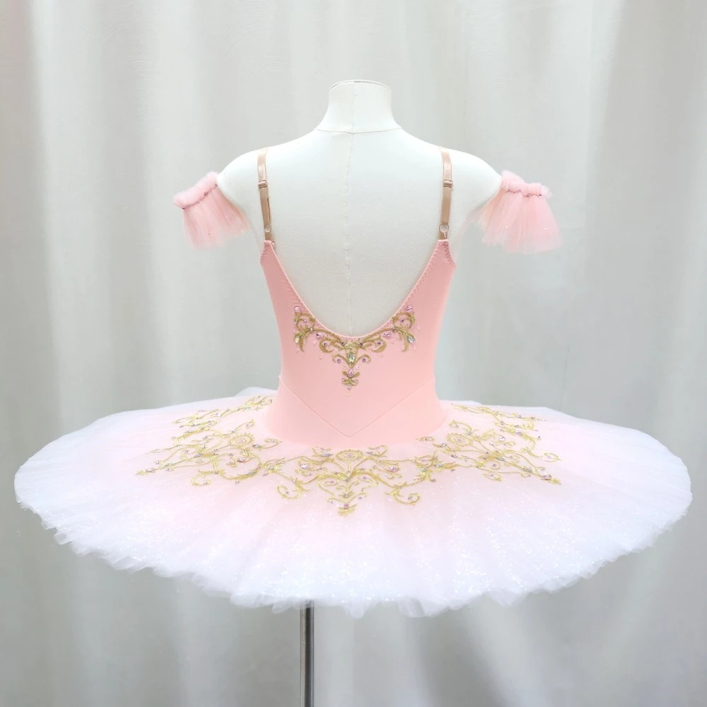 Tutu de ballet rose avec broderie dor&eacute;e | Costume de sc&egrave;ne professionnel
