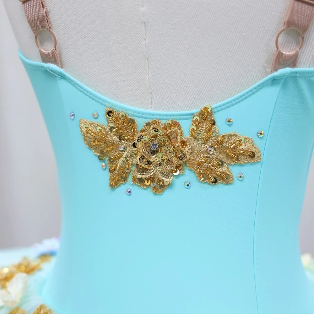 Robe tutu de ballet orn&eacute;e de fleurs 3D | Options jaune/rose/turquoise-BLT1723