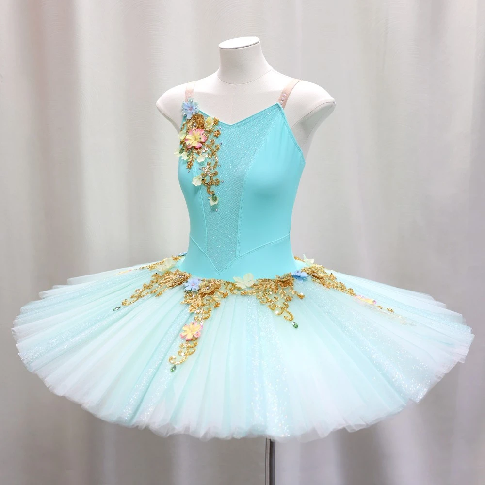 Robe tutu de ballet orn&eacute;e de fleurs 3D | Options jaune/rose/turquoise-BLT1723