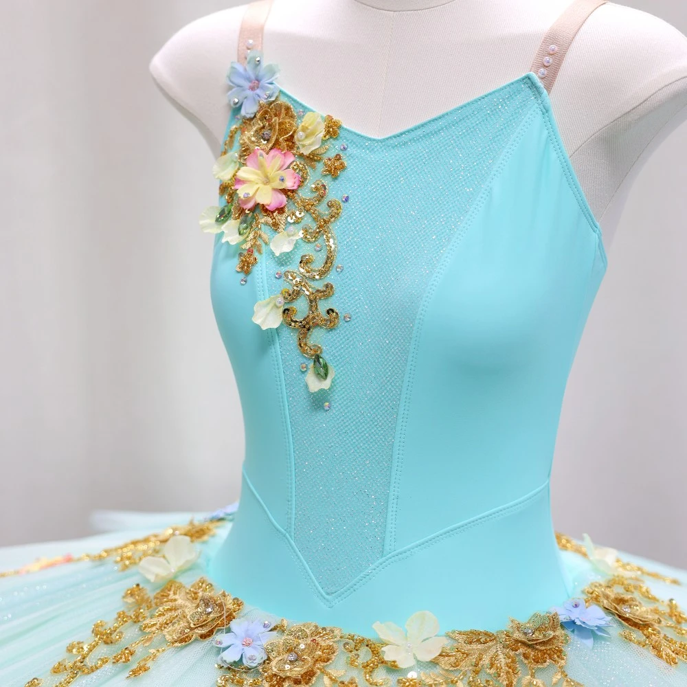 Robe tutu de ballet orn&eacute;e de fleurs 3D | Options jaune/rose/turquoise-BLT1723