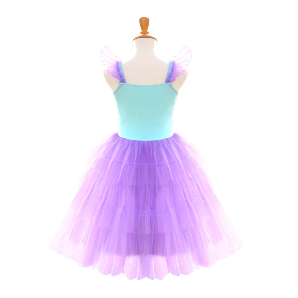 Robe Tutu sir&egrave;ne bleu violet pour filles, Costume de princesse en Tulle superpos&eacute;-ALP0103
