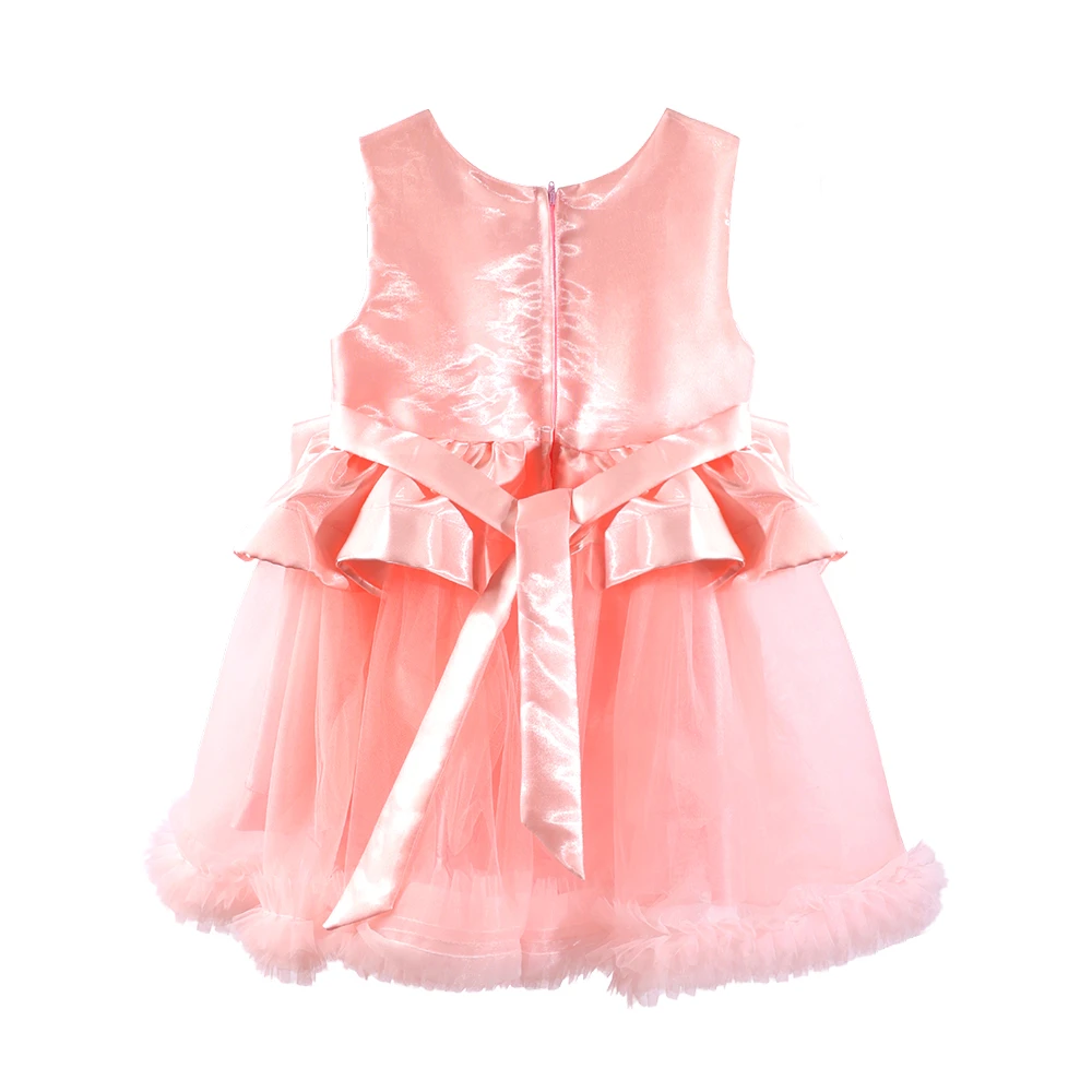 Robe de princesse avec n&oelig;ud en satin rose blush pour filles-XGZ8014