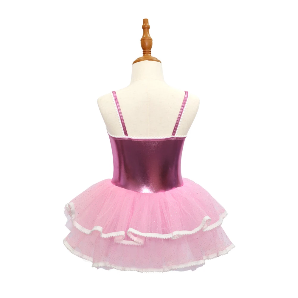 Justaucorps tutu de danse jazz rose avec n&oelig;ud-JSP009