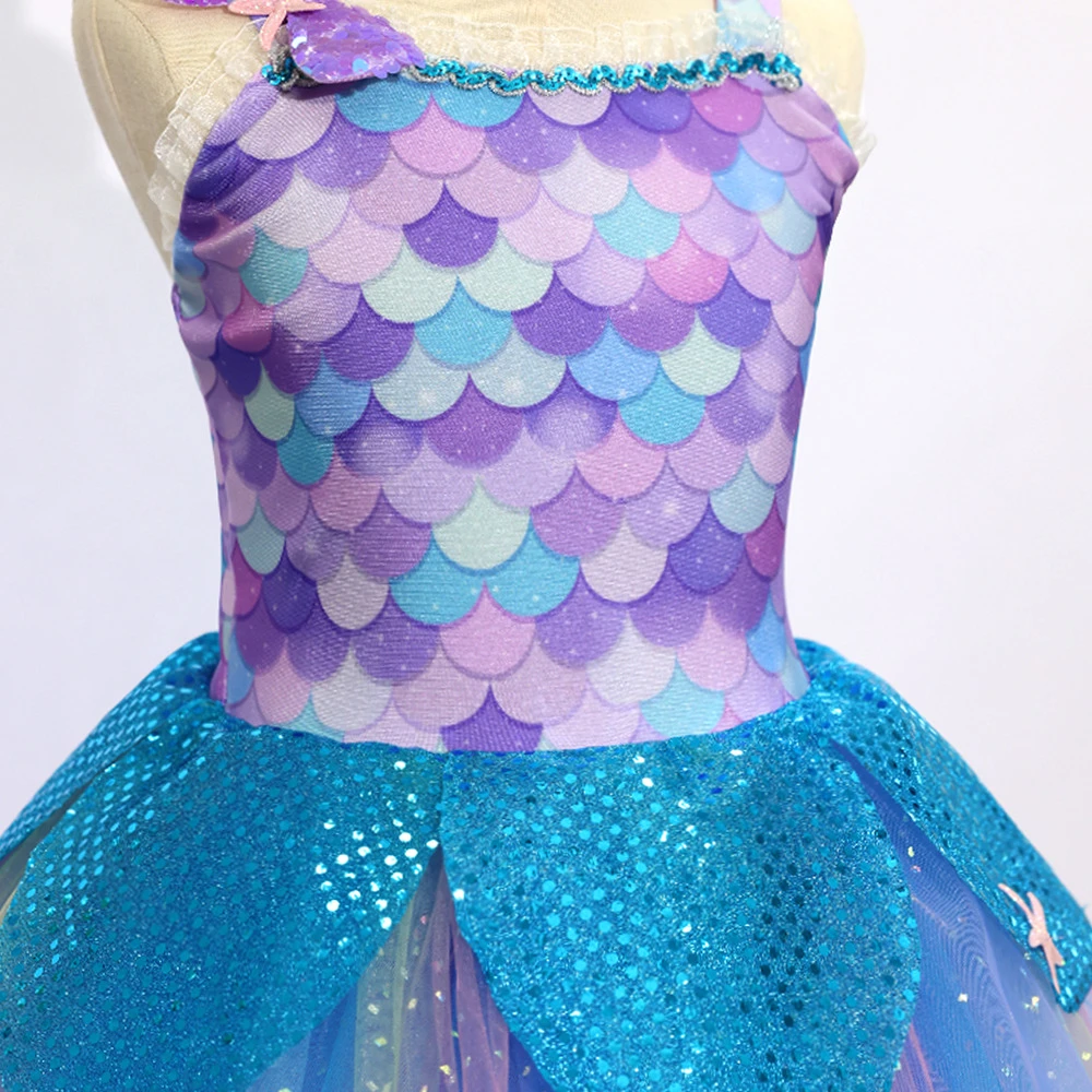 Robe Tutu en &eacute;cailles de sir&egrave;ne pour filles, robe &agrave; th&egrave;me oc&eacute;an scintillant-ALP0114