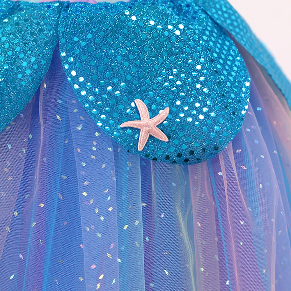 Robe Tutu en &eacute;cailles de sir&egrave;ne pour filles, robe &agrave; th&egrave;me oc&eacute;an scintillant-ALP0114