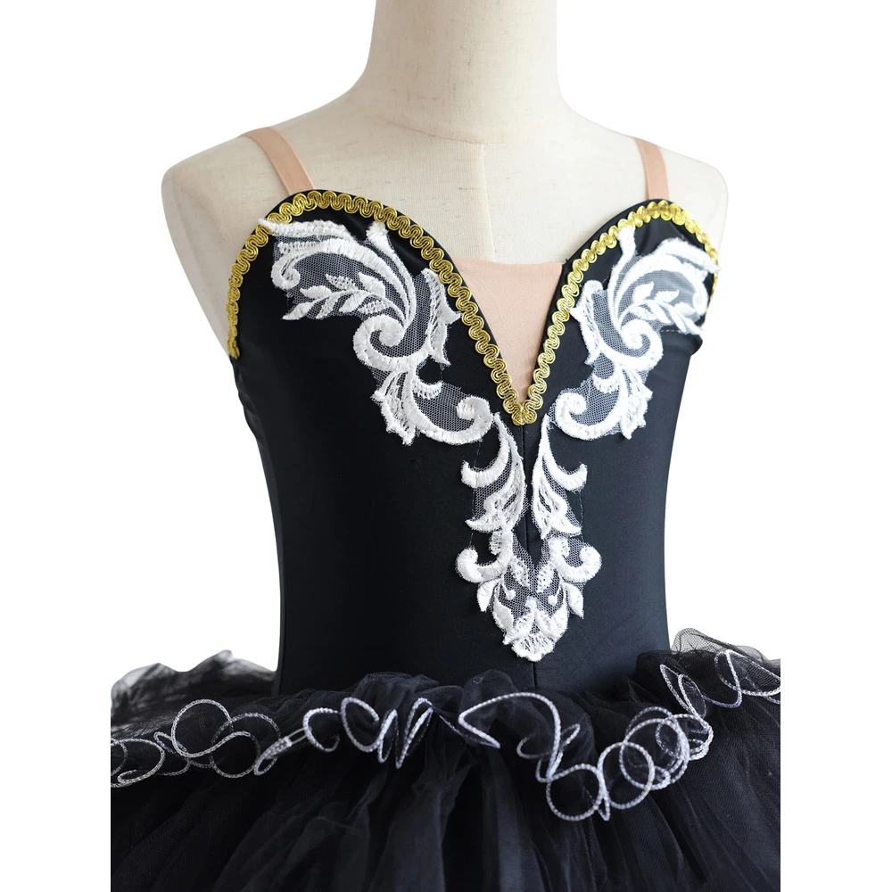 Robe Tutu de Ballet en dentelle dor&eacute;e pour filles, Costume de spectacle sur sc&egrave;ne pour enfants, Cost