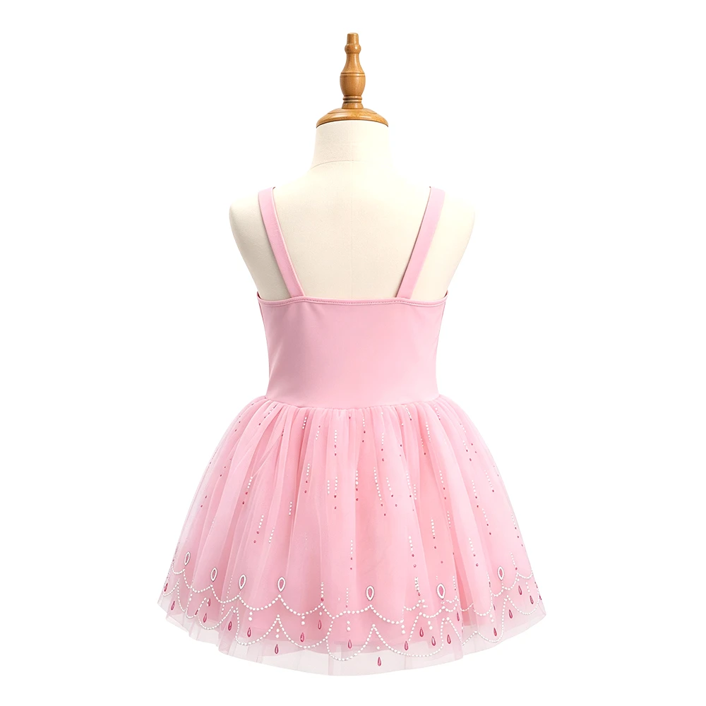 Robe de princesse rose et bleue pour filles, Tutu avec bordure en dentelle scintillante, Costume san