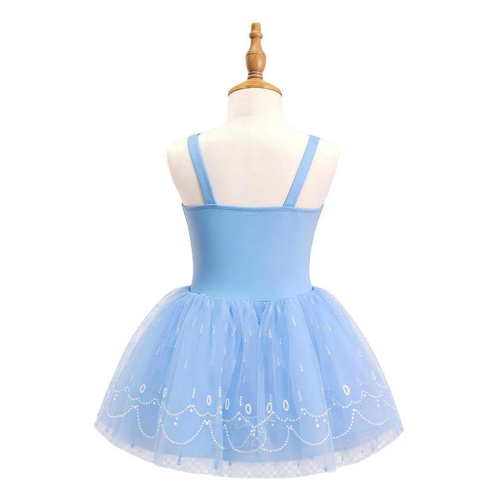 Robe de princesse rose et bleue pour filles, Tutu avec bordure en dentelle scintillante, Costume san