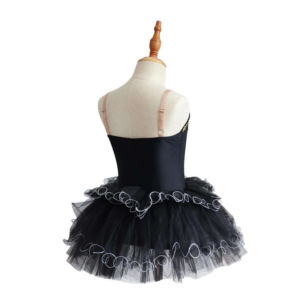 Robe Tutu de Ballet en dentelle dor&eacute;e pour filles, Costume de spectacle sur sc&egrave;ne pour enfants, Cost