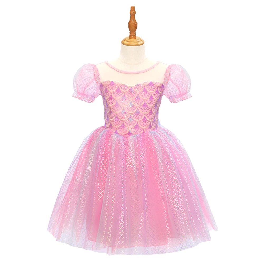 Robe de princesse sir&egrave;ne rose pour filles-ALP0113