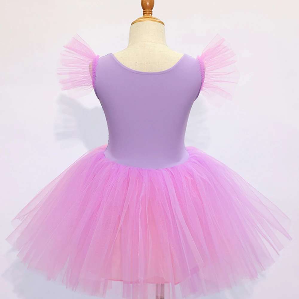 Robe Tutu en Tulle rose violet pour filles, robe de princesse d&eacute;contract&eacute;e pour enfants-ALP0107