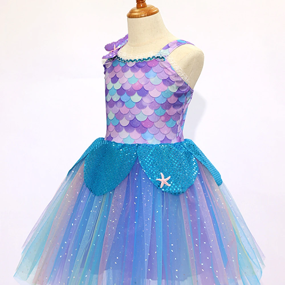 Robe Tutu en &eacute;cailles de sir&egrave;ne pour filles, robe &agrave; th&egrave;me oc&eacute;an scintillant-ALP0114