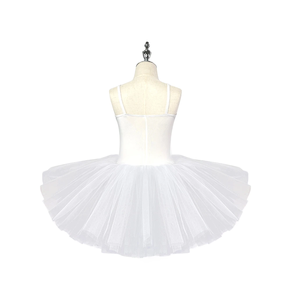 Robe Tutu de Ballet cygne blanc pour filles, justaucorps sans manches avec broderie de paillettes ar
