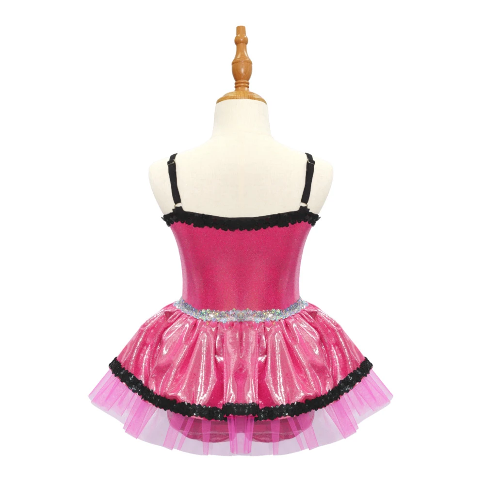Costume de danse jazz rose m&eacute;tallis&eacute; pour enfants-JSP011