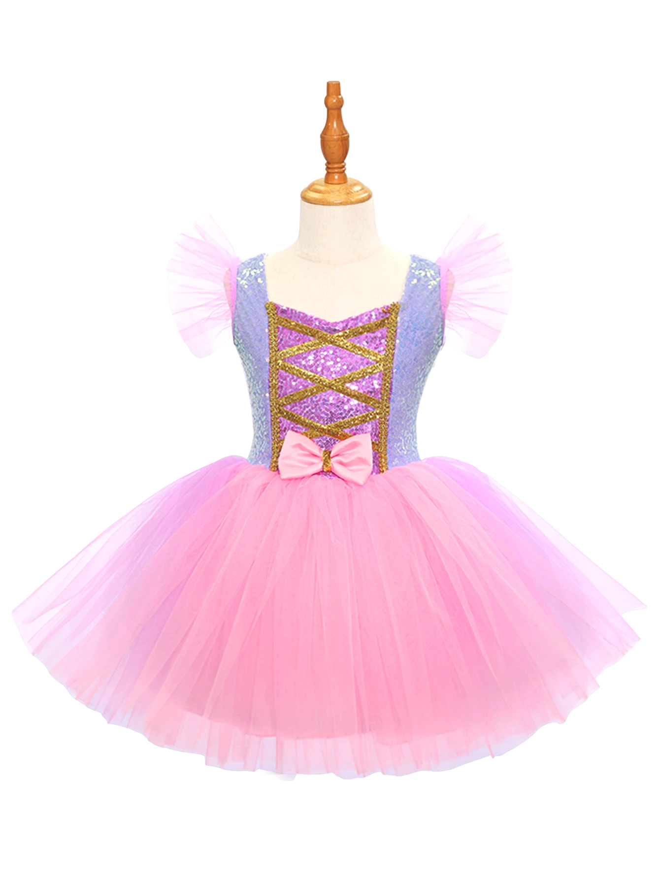 Robe Tutu en Tulle rose violet pour filles, robe de princesse d&eacute;contract&eacute;e pour enfants-ALP0107