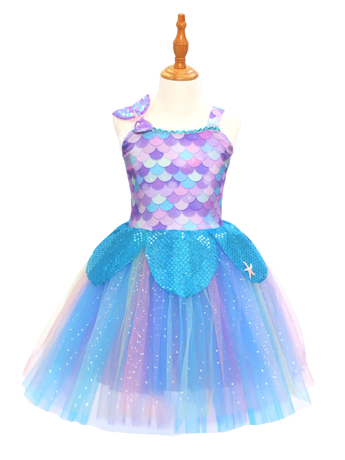 Robe Tutu en &eacute;cailles de sir&egrave;ne pour filles, robe &agrave; th&egrave;me oc&eacute;an scintillant-ALP0114