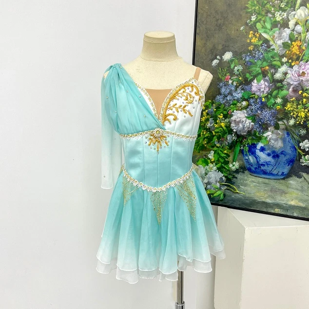 Robe courte de ballet ombr&eacute; vert menthe | R1551