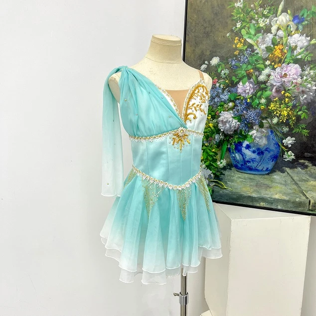 Robe courte de ballet ombr&eacute; vert menthe | R1551