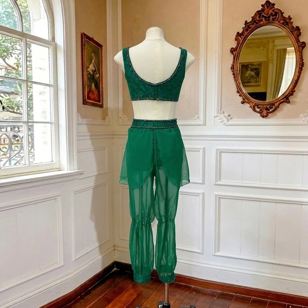 Tenue de performance de ballet deux pi&egrave;ces verte | R1312