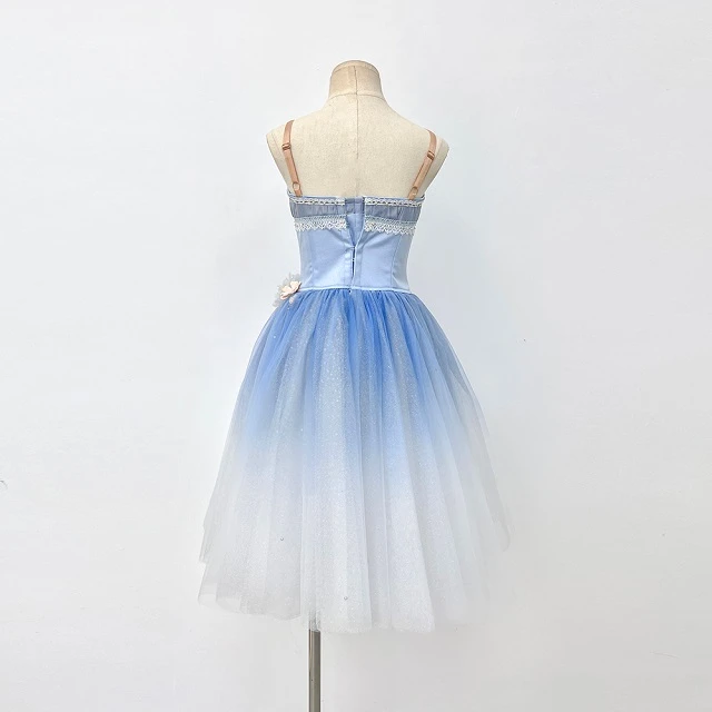 Robe tutu de ballet floral ombr&eacute; bleu | R1328