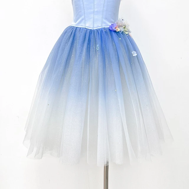 Robe tutu de ballet floral ombr&eacute; bleu | R1328