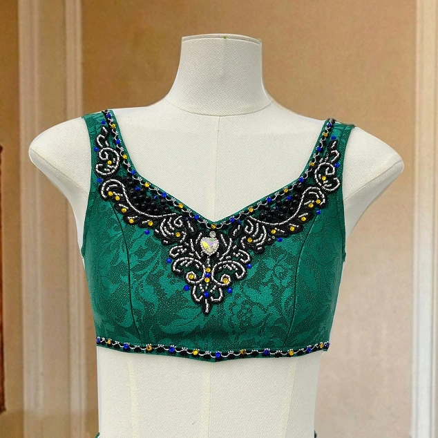 Tenue de performance de ballet deux pi&egrave;ces verte | R1312