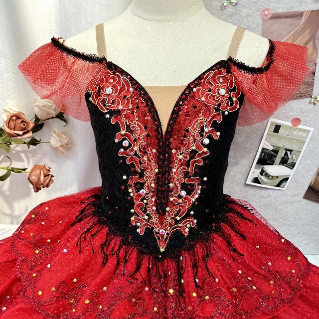 Robe tutu de ballet de personnage Don Quichotte rouge | R0750