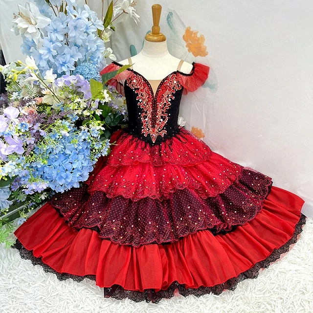 Robe tutu de ballet de personnage Don Quichotte rouge | R0750