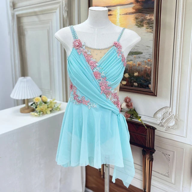 Robe de danse lyrique florale bleu ciel | R0978
