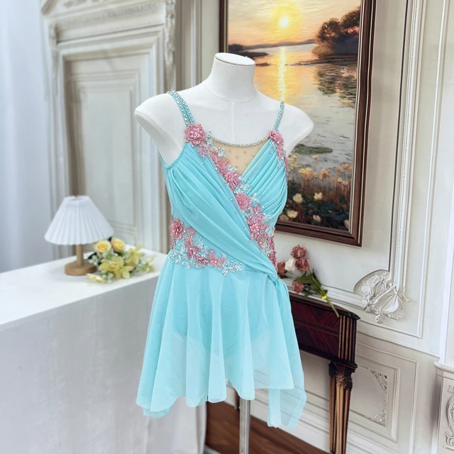 Robe de danse lyrique florale bleu ciel | R0978