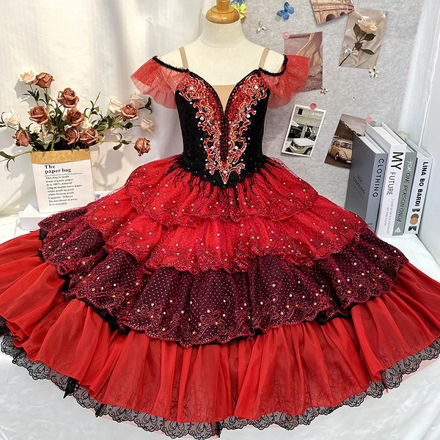 Robe tutu de ballet de personnage Don Quichotte rouge | R0750