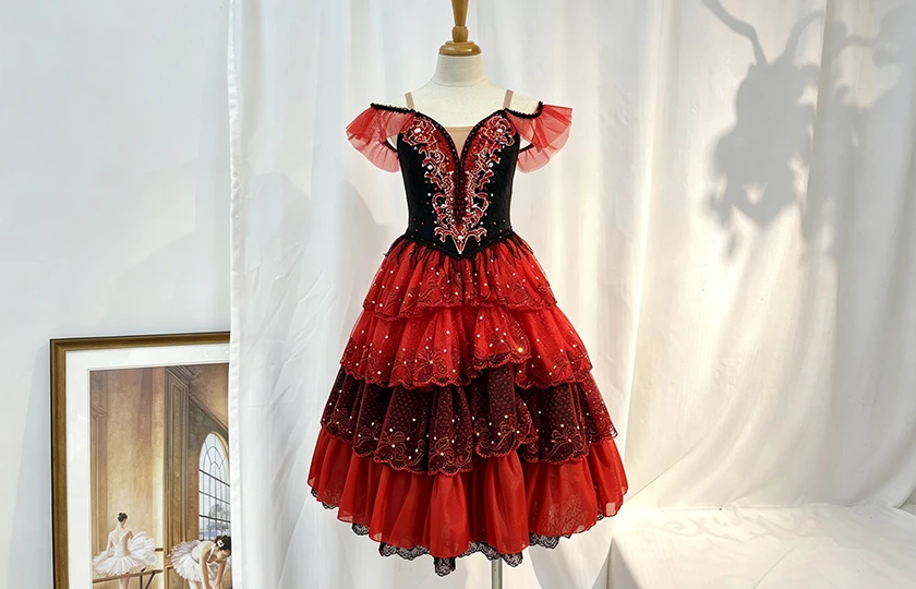 Robe tutu de ballet de personnage Don Quichotte rouge | R0750