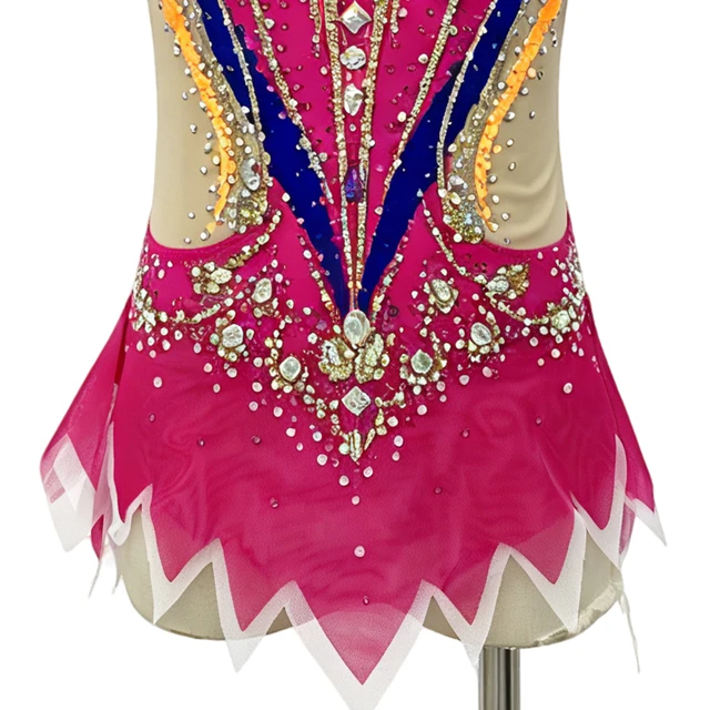 Justaucorps de gymnastique rythmique magenta color block | G0117