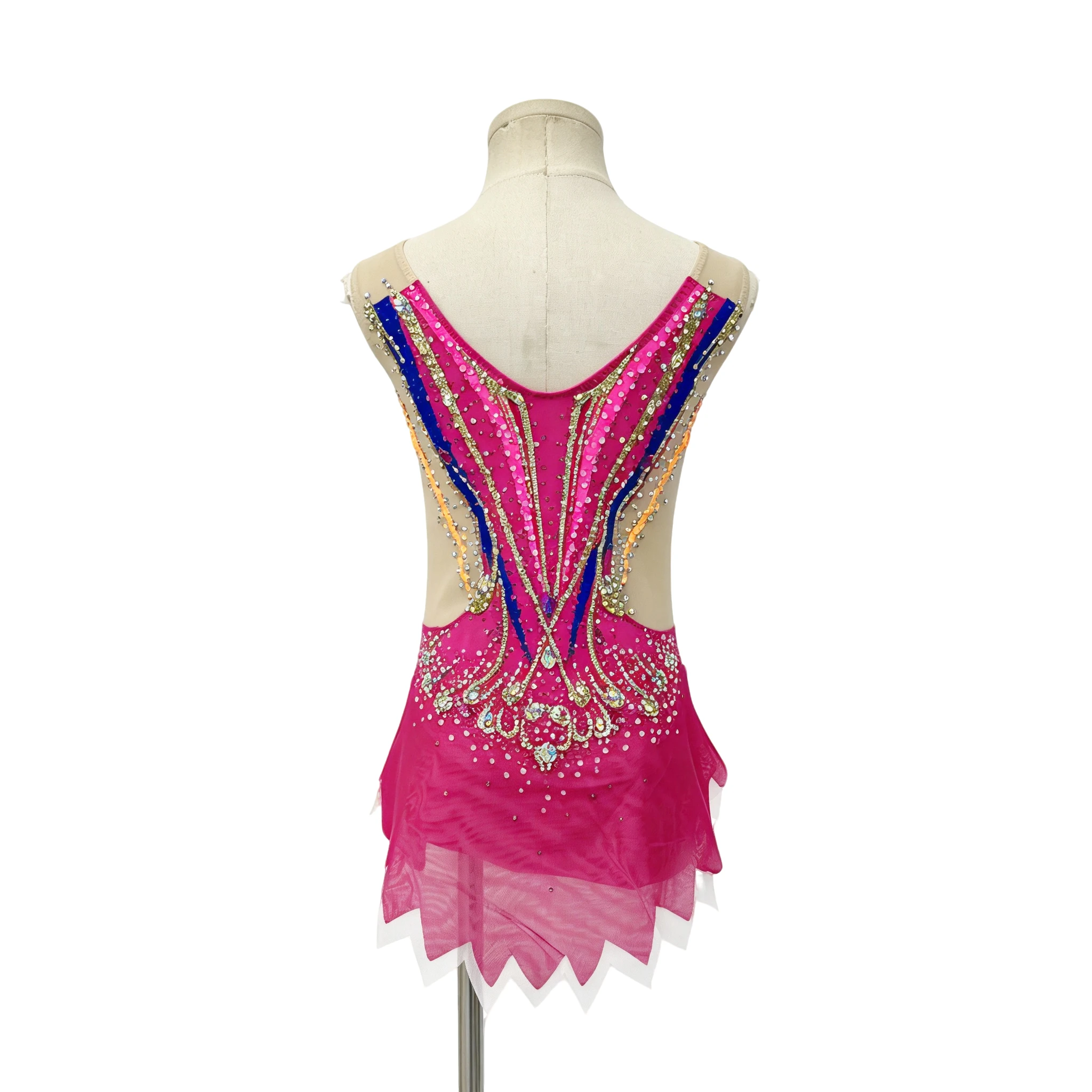 Justaucorps de gymnastique rythmique magenta color block | G0117