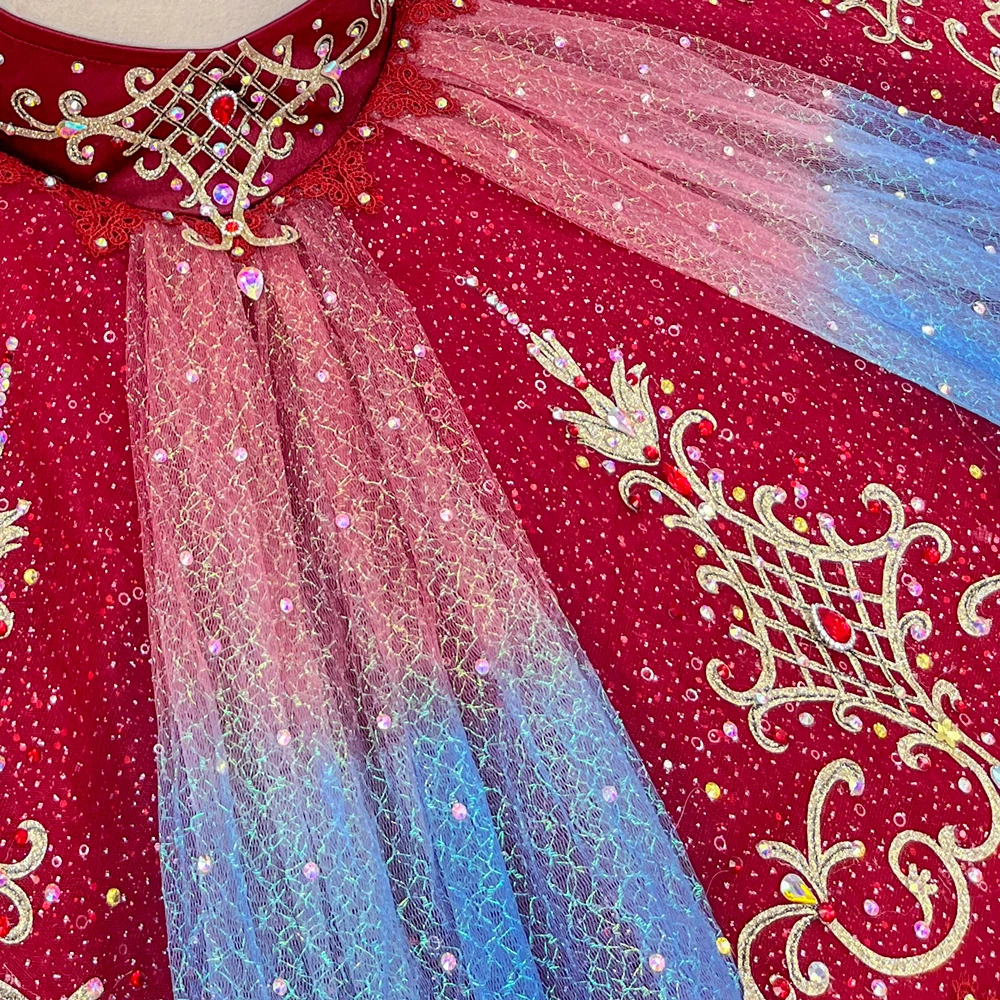 Tutu pancake en deux pi&egrave;ces ombr&eacute; rouge bleu | T1520