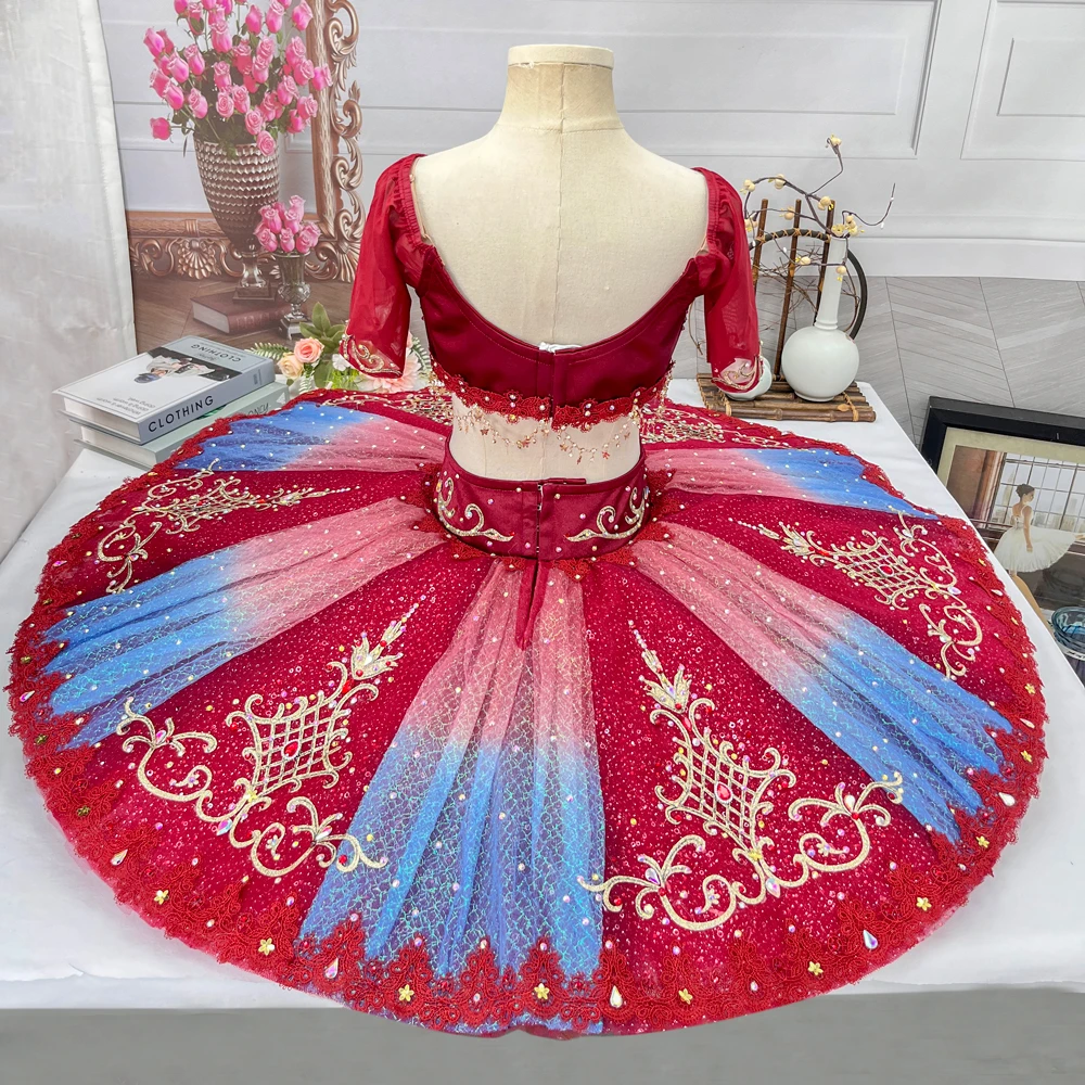 Tutu pancake en deux pi&egrave;ces ombr&eacute; rouge bleu | T1520
