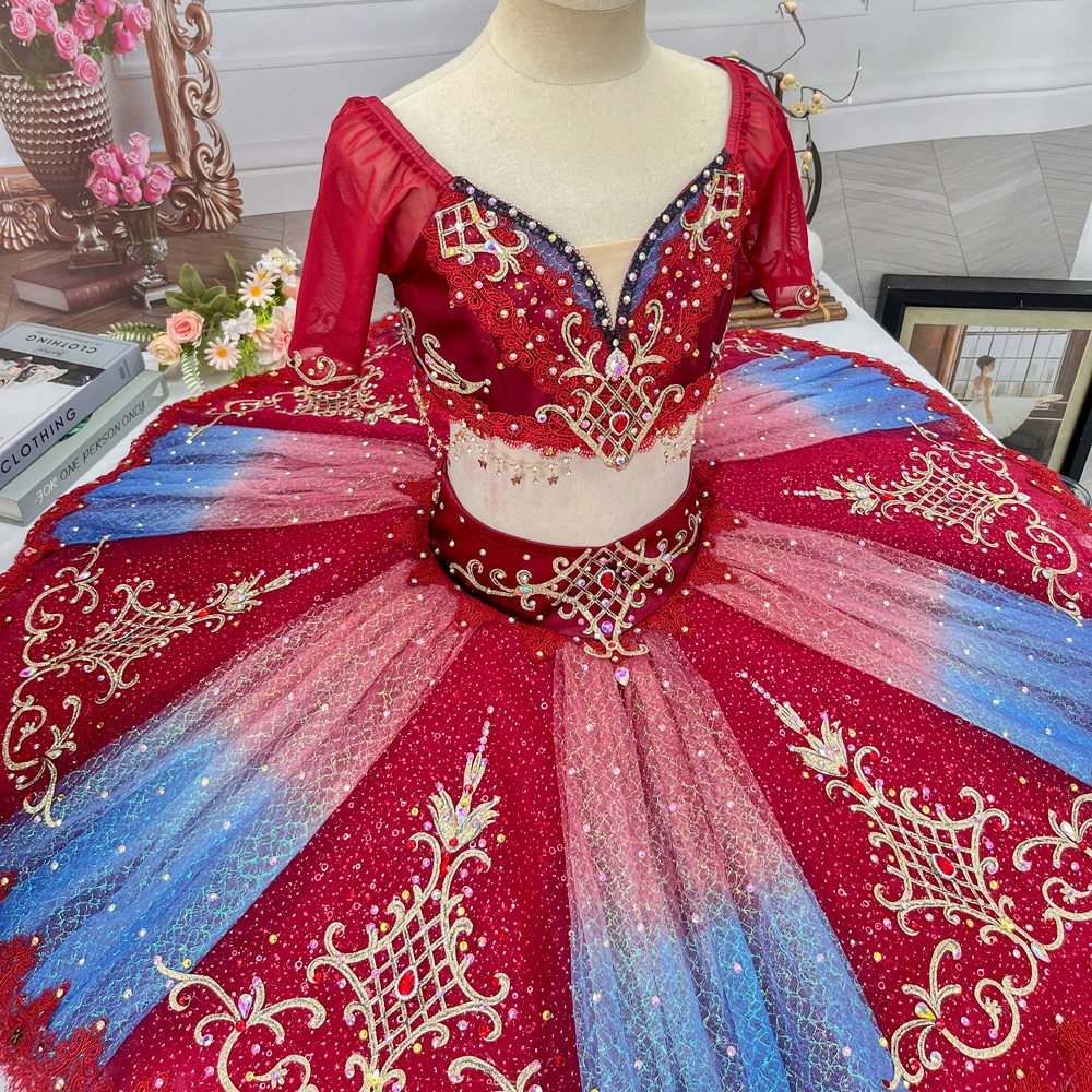 Tutu pancake en deux pi&egrave;ces ombr&eacute; rouge bleu | T1520