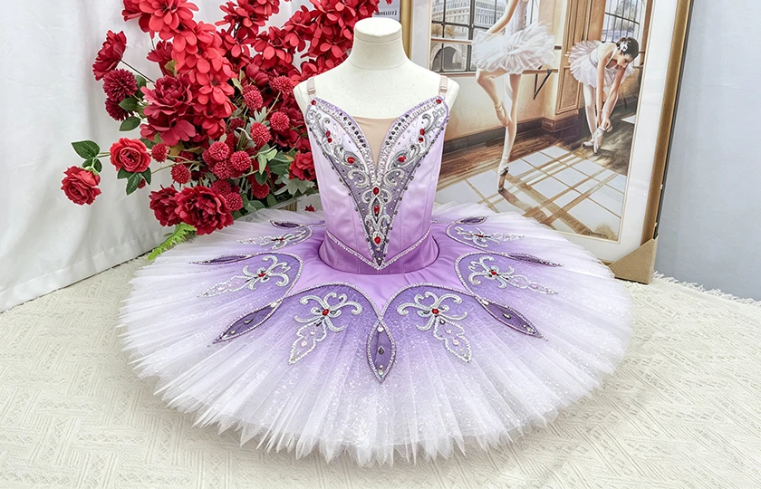 Tutu de cr&ecirc;pes de ballet professionnel ombr&eacute; lavande | T1509
