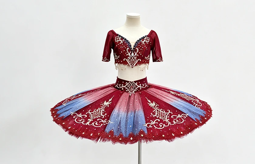 Tutu pancake en deux pi&egrave;ces ombr&eacute; rouge bleu | T1520