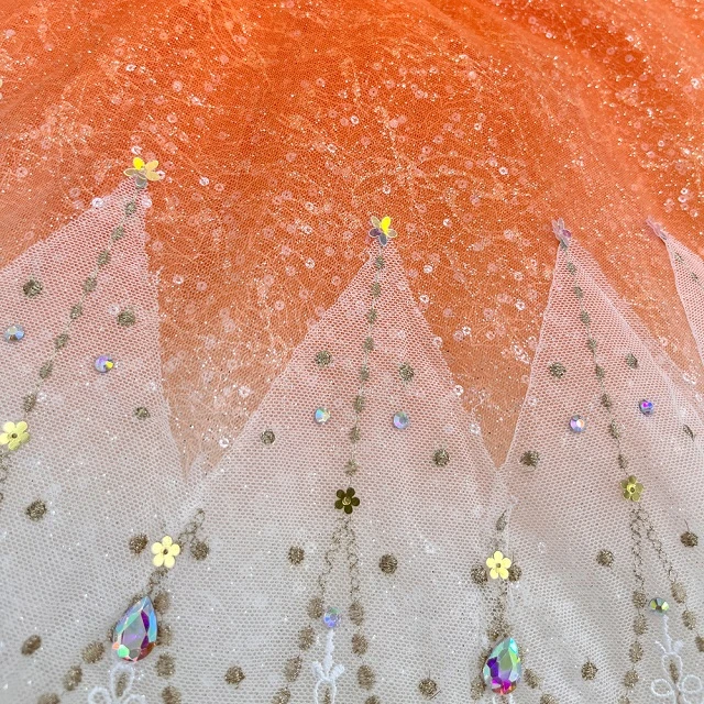 Tutu de cr&ecirc;pes de concours de ballet ombr&eacute; orange jaune | T1504