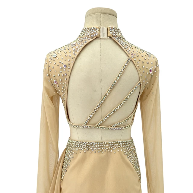 Costume de danse lyrique 2 pi&egrave;ces &agrave; col montant et strass | R0985
