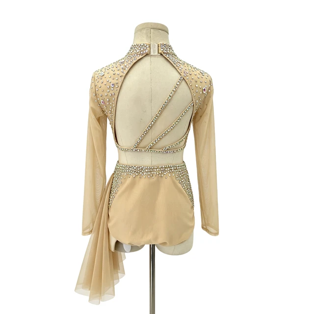 Costume de danse lyrique 2 pi&egrave;ces &agrave; col montant et strass | R0985