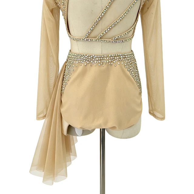 Costume de danse lyrique 2 pi&egrave;ces &agrave; col montant et strass | R0985