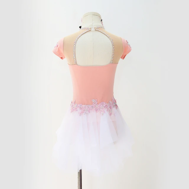 Robe de danse lyrique en strass floral rose | BLC0482