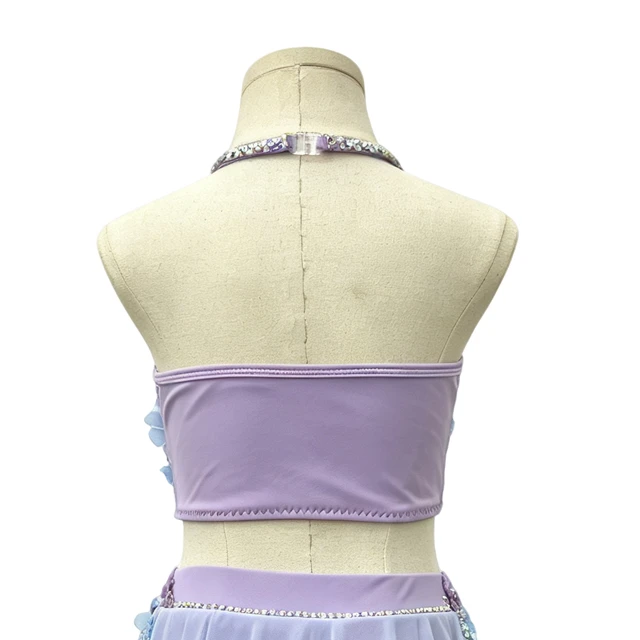 Tenue de danse lyrique florale 2 pi&egrave;ces violet bleu ombre | G026